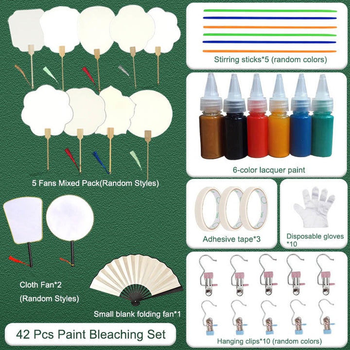 Buddha Stones DIY Chinese Waaier , blanco beschildering, Waaier - 42-delige verfbleekset - image 3
