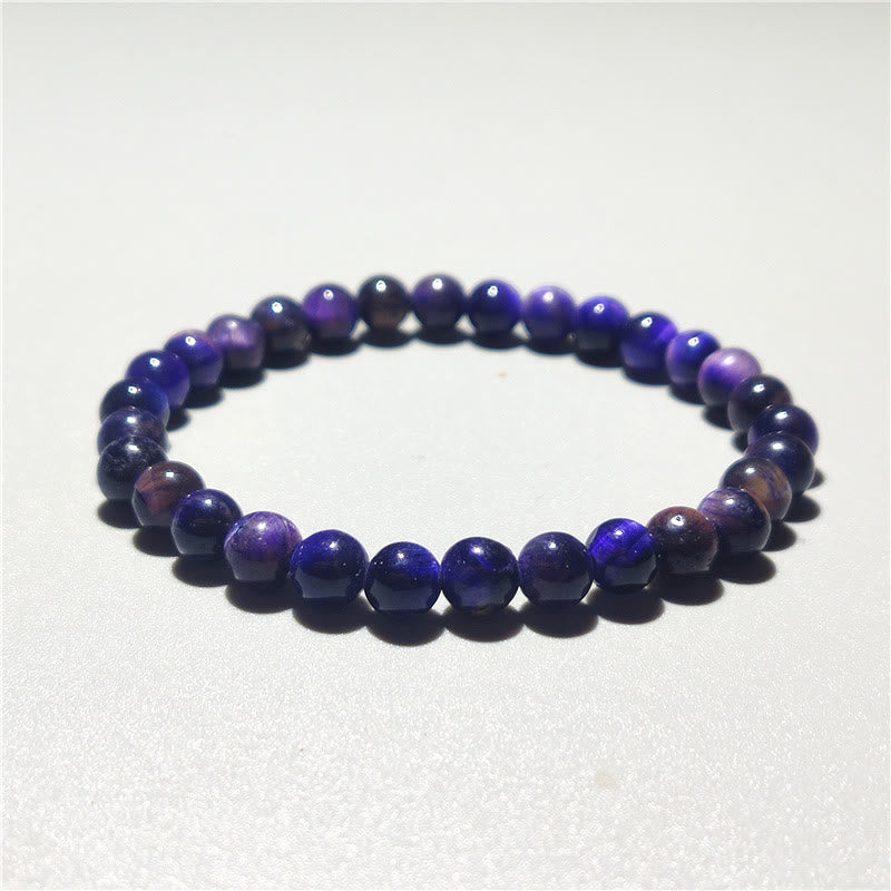Buddha Stones Diverse Armband met tijgeroogmotief voor zelfvertrouwen - Paarse tijgeroog (Polsomtrek: 14-16 cm) - 6mm - image 2