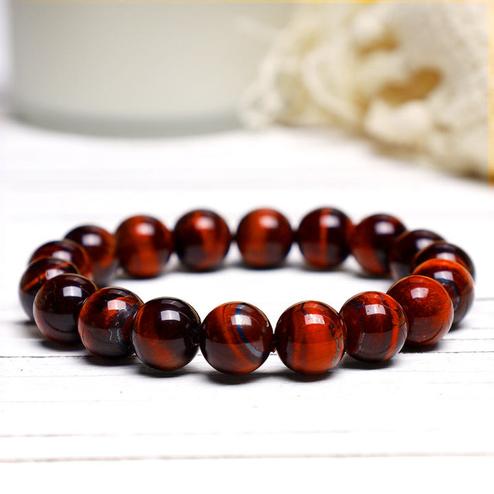 Buddha Stones Diverse Armband met tijgeroogmotief voor zelfvertrouwen - Rode tijgeroog (Polsomtrek: 14-16 cm) - 10mm - image 25