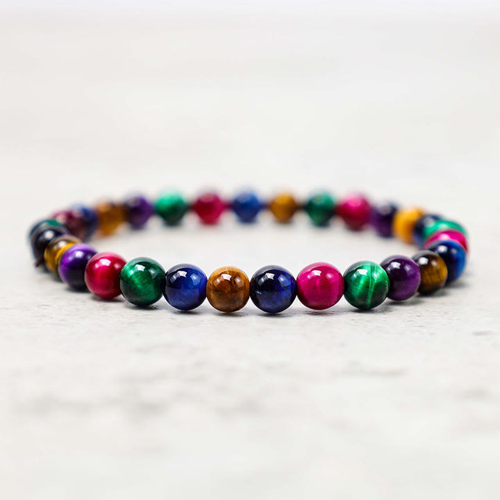 Buddha Stones Diverse Armband met tijgeroogmotief voor zelfvertrouwen - Kleurrijke tijgeroog (Polsomtrek: 14-16 cm) - 6mm - image 60