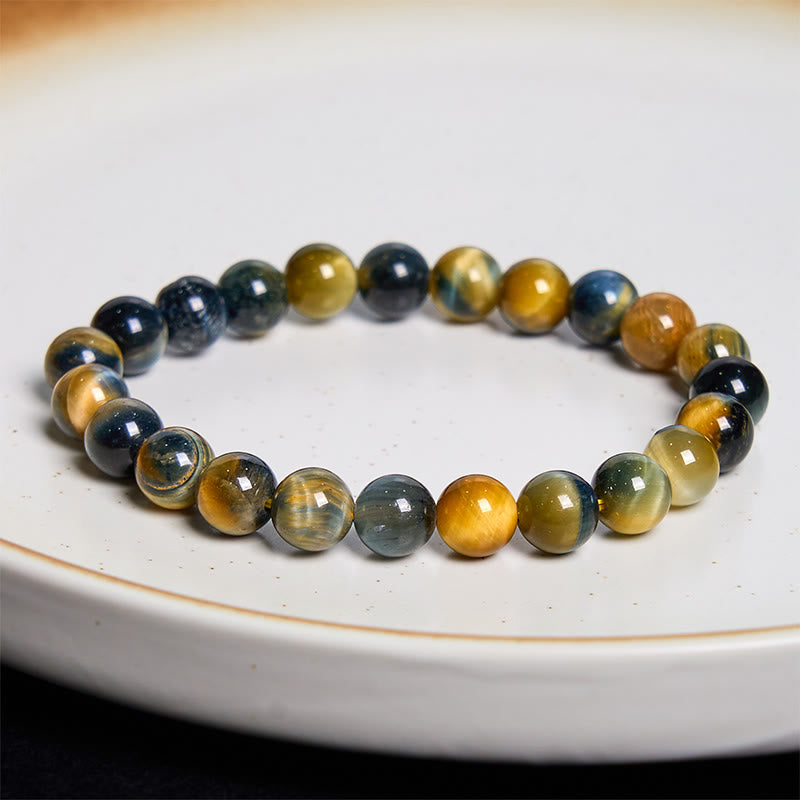 Buddha Stones Diverse Armband met tijgeroogmotief voor zelfvertrouwen - Geelblauwe tijgeroogsteen (Polsomtrek: 14-16 cm) - 12mm - image 97