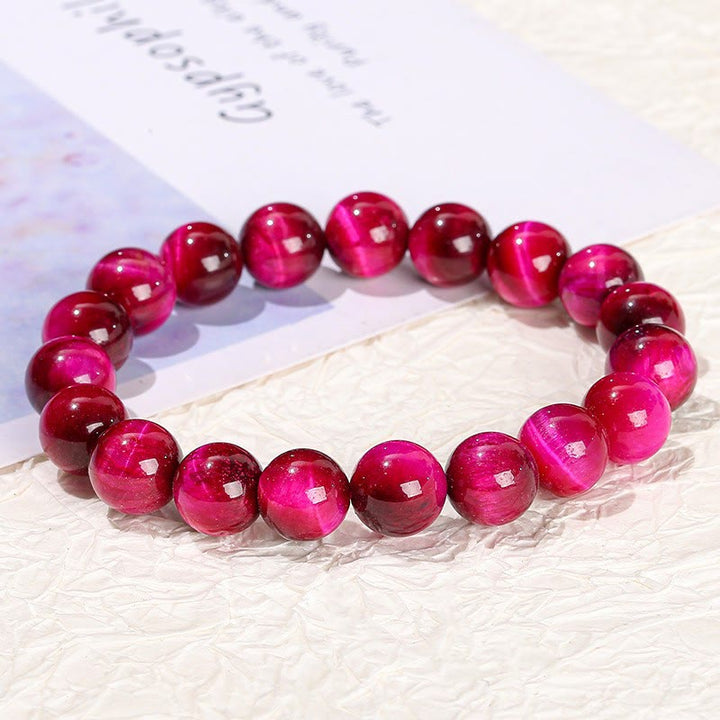 Buddha Stones Diverse Armband met tijgeroogmotief voor zelfvertrouwen - Roze rode tijgeroog (Polsomtrek: 14-16 cm) - 12mm - image 112