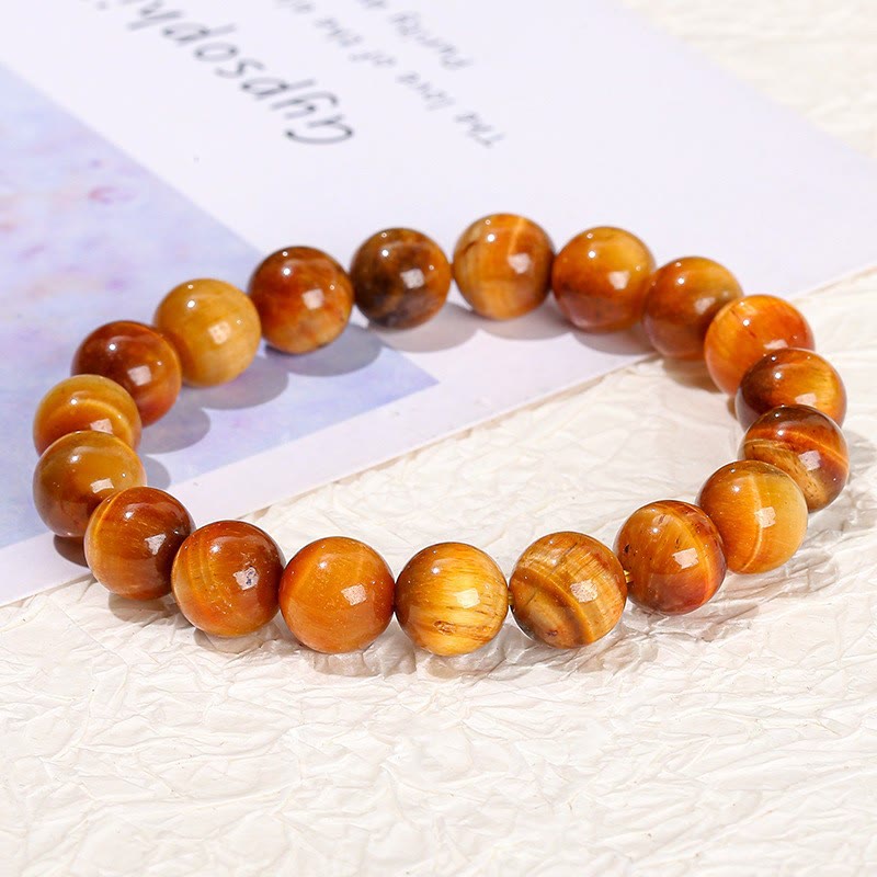 Buddha Stones Diverse Armband met tijgeroogmotief voor zelfvertrouwen - Oranje tijgeroog (Polsomtrek: 14-16 cm) - 12mm - image 114