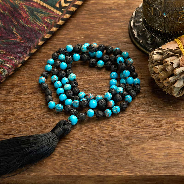 Buddha Stones Keizersteen Lavasteen Kralen Kwastje Geluk Kettingen Hangers - 6mm Emperor Stone lavasteen kraal (totale Lengte: 90 cm) - image 0