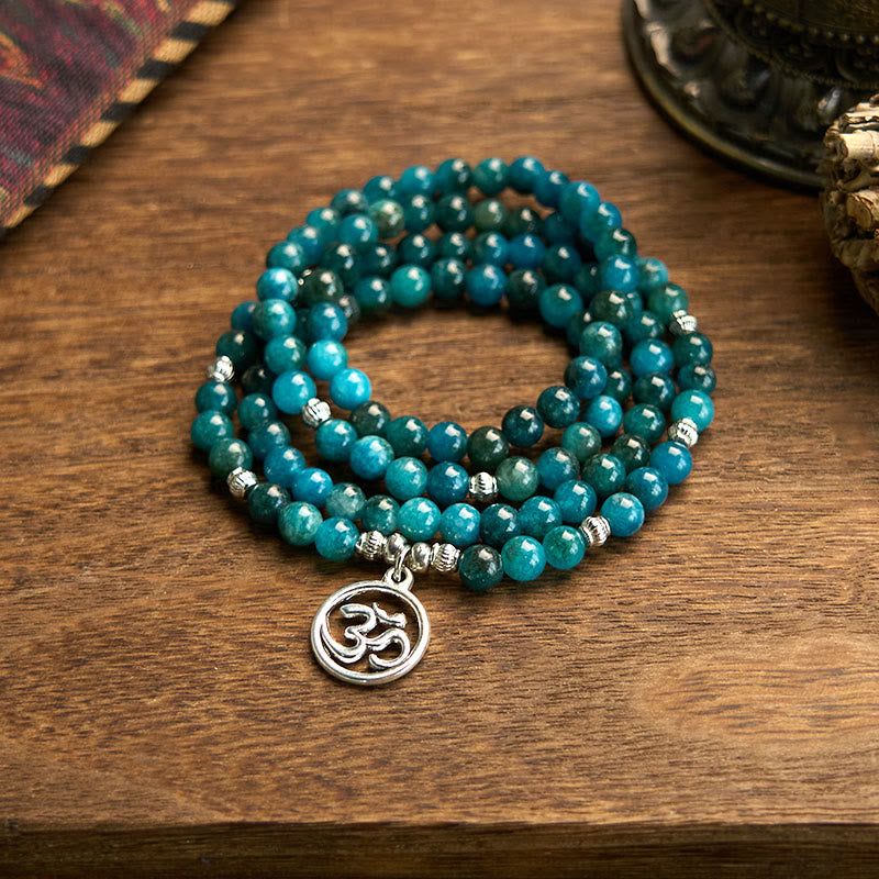 Buddha Stones 108 Mala kralen, apatietkraal, Om, de levensboom, lotus, Boeddha Armband - Apatiet-OM - image 0