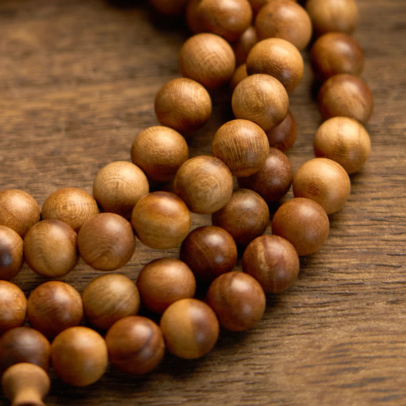 Buddha Stones 108 Mala kralen, blikseminslag, perzikhout, handgepolijste Armband - image 8