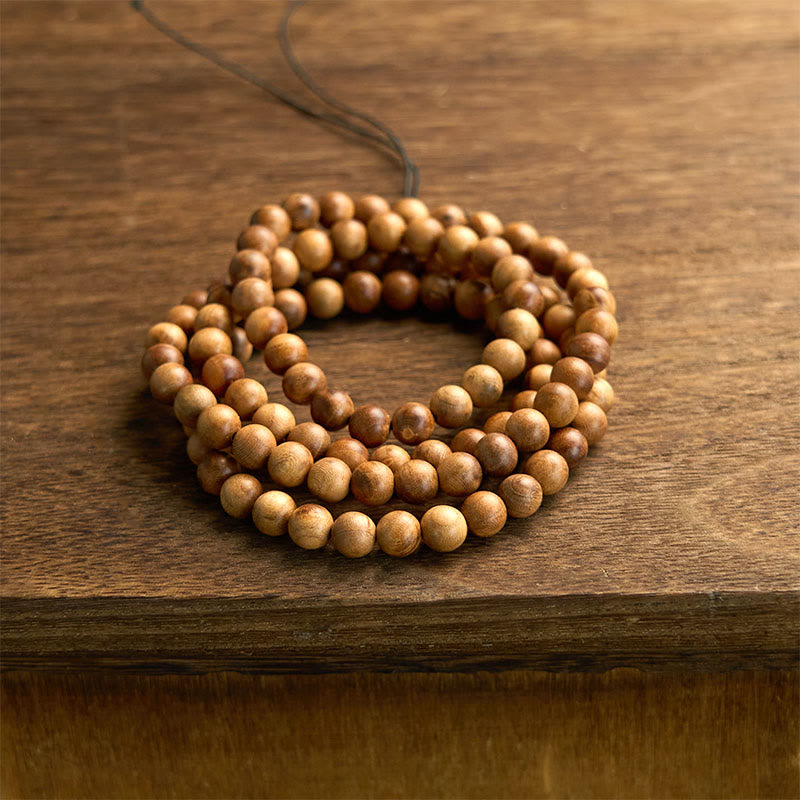Buddha Stones 108 Mala kralen, blikseminslag, perzikhout, handgepolijste Armband - image 6