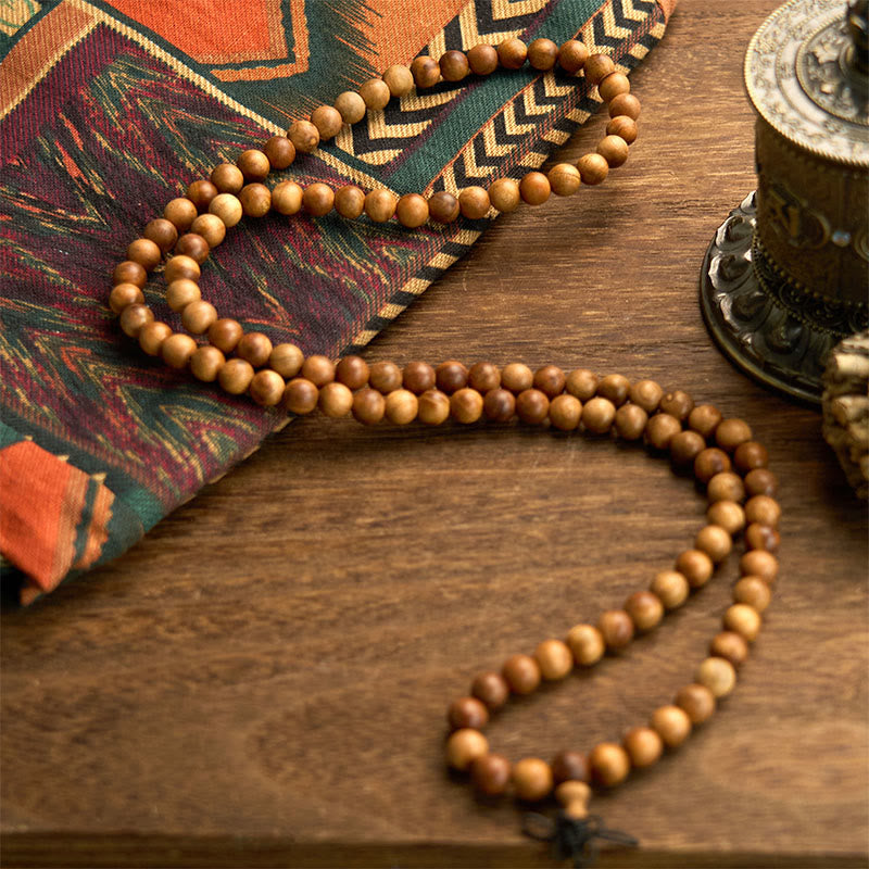 Buddha Stones 108 Mala kralen, blikseminslag, perzikhout, handgepolijste Armband - image 4