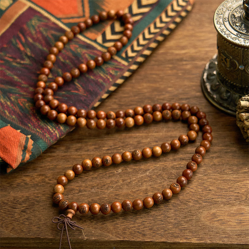 Buddha Stones 108 Mala kralen, blikseminslag, jujubehout, gouden licht mantra, Armband - image 4