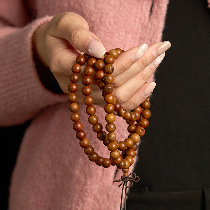 Buddha Stones 108 Mala kralen, blikseminslag, jujubehout, gouden licht mantra, Armband - image 2