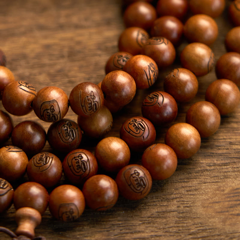 Buddha Stones 108 Mala kralen, blikseminslag, jujubehout, gouden licht mantra, Armband - image 9