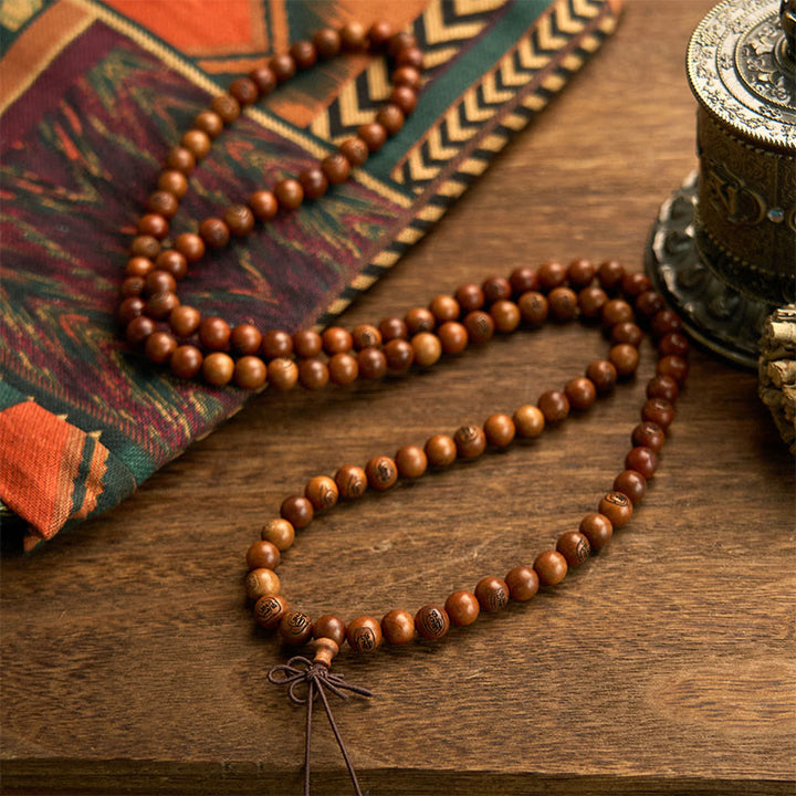 Buddha Stones 108 Mala kralen, blikseminslag, jujubehout, gouden licht mantra, Armband - image 8