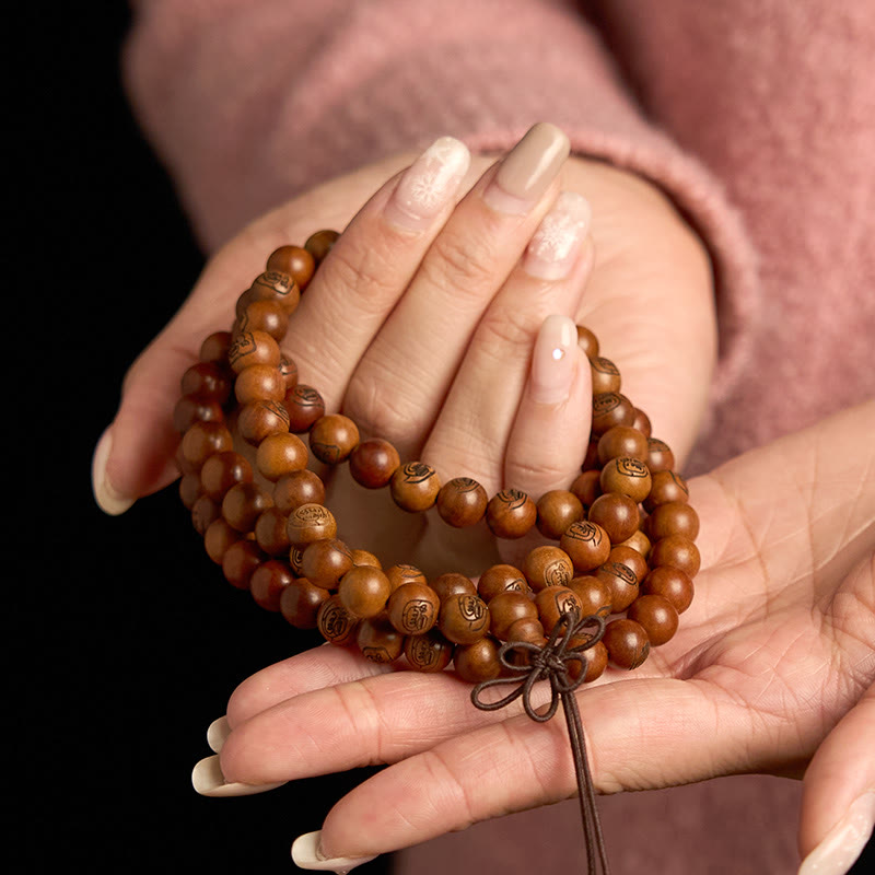 Buddha Stones 108 Mala kralen, blikseminslag, jujubehout, gouden licht mantra, Armband - image 3