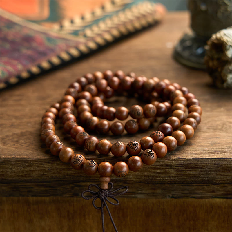 Buddha Stones 108 Mala kralen, blikseminslag, jujubehout, gouden licht mantra, Armband - image 6