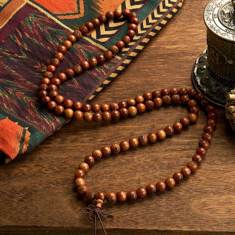 Buddha Stones 108 Mala kralen, blikseminslag, jujubehout, gouden licht mantra, Armband - image 1