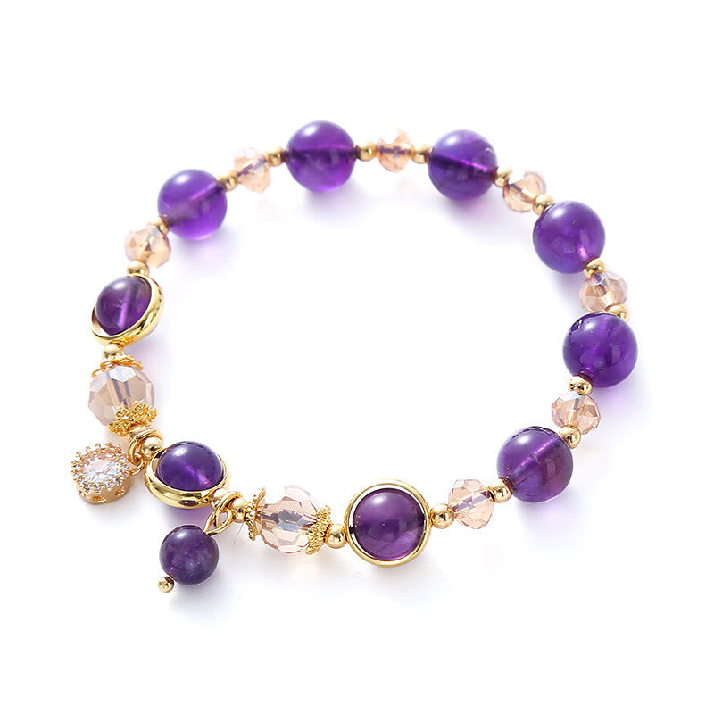 Buddha Stones Armband van natuurlijk amethist met geometrische kristallen - image 1