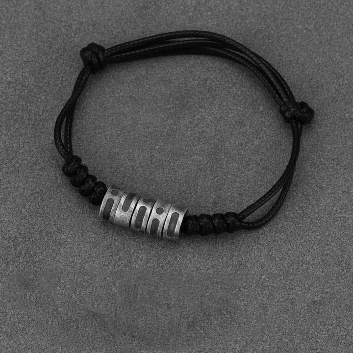 Buddha Stones 999 Sterling Zilveren Morsecode Wax Touw Armband - 999 sterling zilveren zwarte waxkoord (Polsomtrek: 14-21 cm) - Morsecode: GELUKKIG - image 2