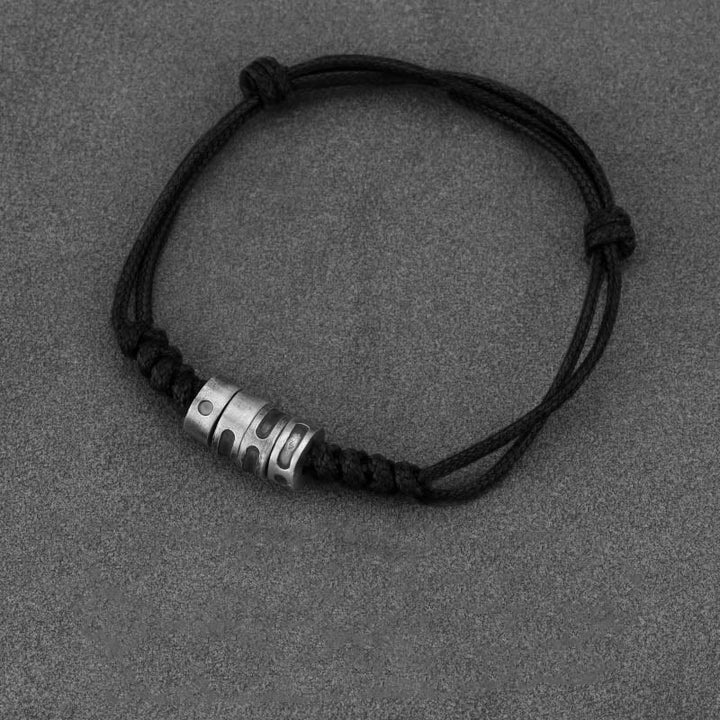 Buddha Stones 999 Sterling Zilveren Morsecode Wax Touw Armband - 999 sterling zilveren zwarte waxkoord (Polsomtrek: 14-21 cm) - Morsecode: LIEFDE - image 1