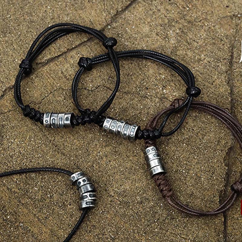 Buddha Stones 999 Sterling Zilveren Morsecode Wax Touw Armband - image 19