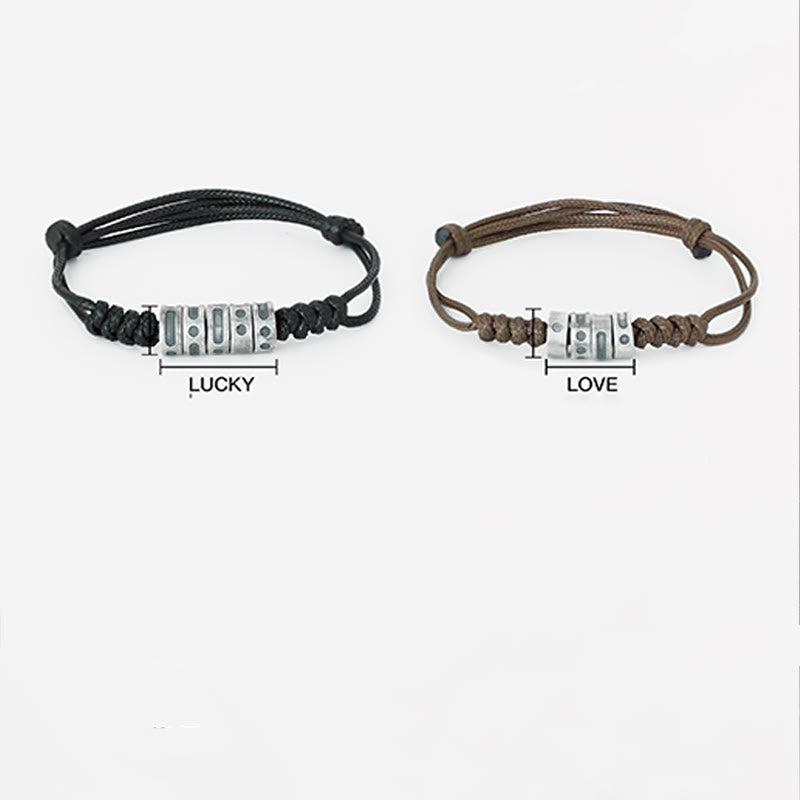 Buddha Stones 999 Sterling Zilveren Morsecode Wax Touw Armband - image 5