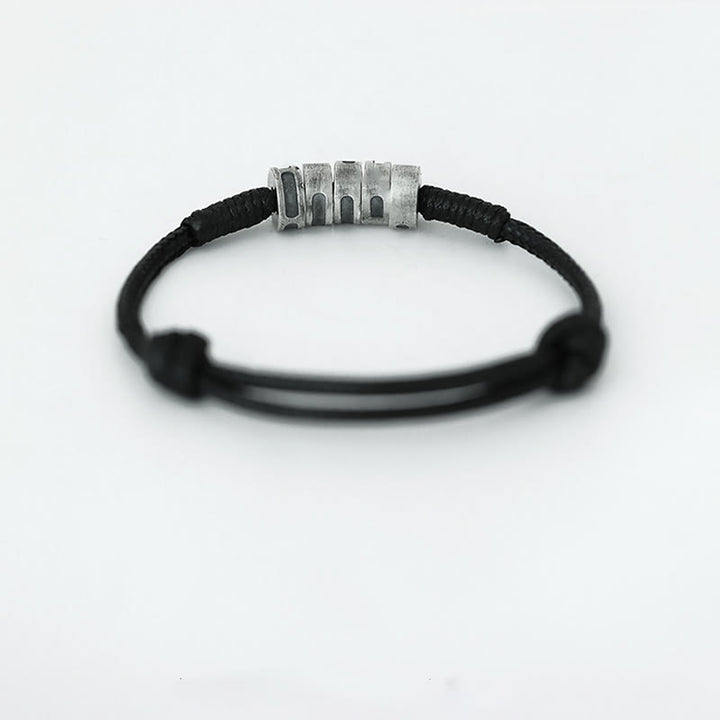 Buddha Stones 999 Sterling Zilveren Morsecode Wax Touw Armband - image 9
