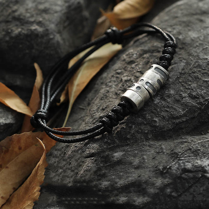 Buddha Stones 999 Sterling Zilveren Morsecode Wax Touw Armband - image 3