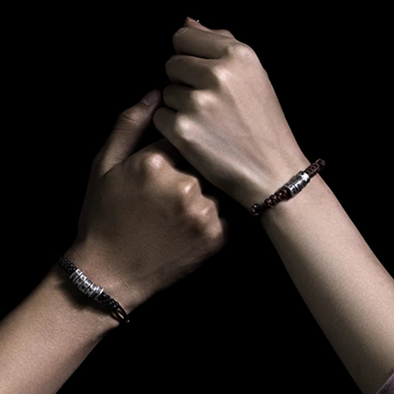 Buddha Stones 999 Sterling Zilveren Morsecode Wax Touw Armband - image 15