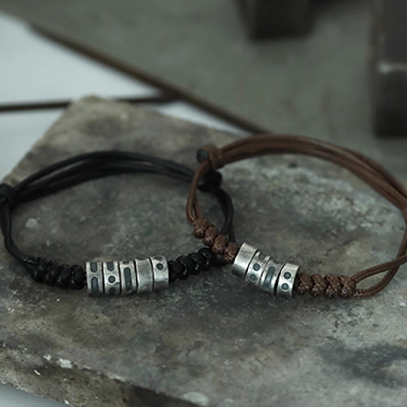 Buddha Stones 999 Sterling Zilveren Morsecode Wax Touw Armband - image 20