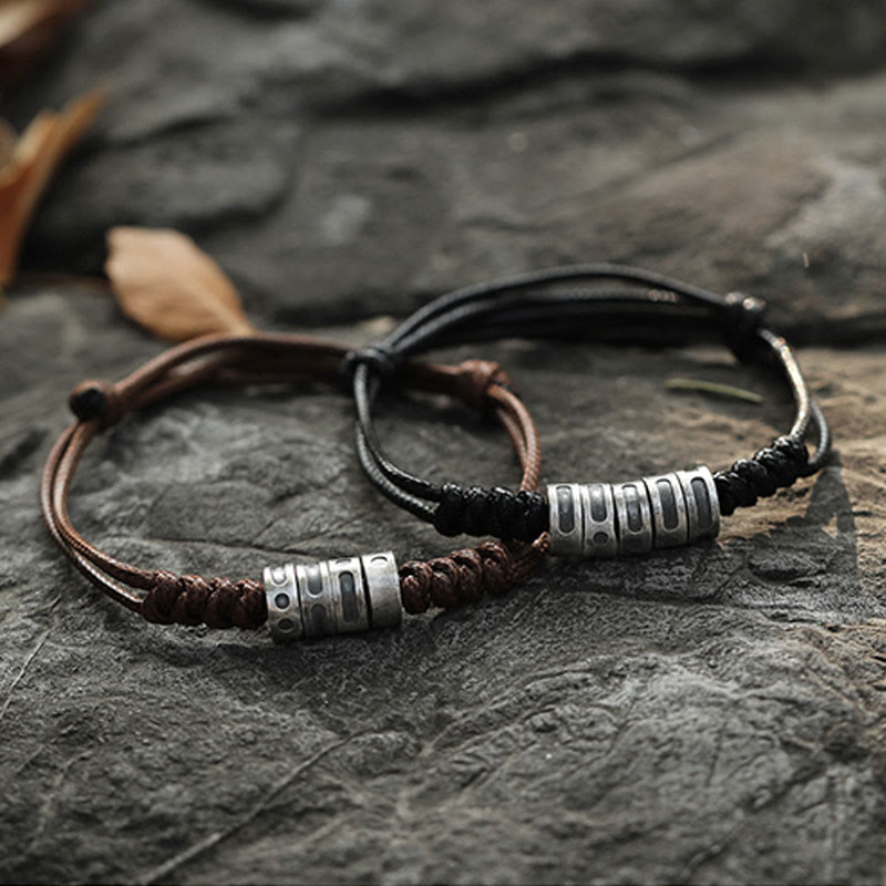 Buddha Stones 999 Sterling Zilveren Morsecode Wax Touw Armband - image 0