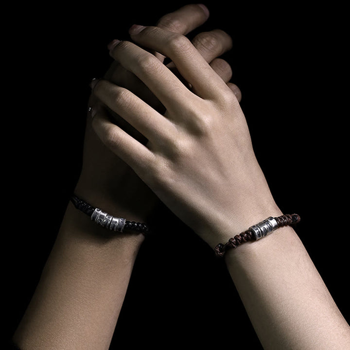 Buddha Stones 999 Sterling Zilveren Morsecode Wax Touw Armband - image 16
