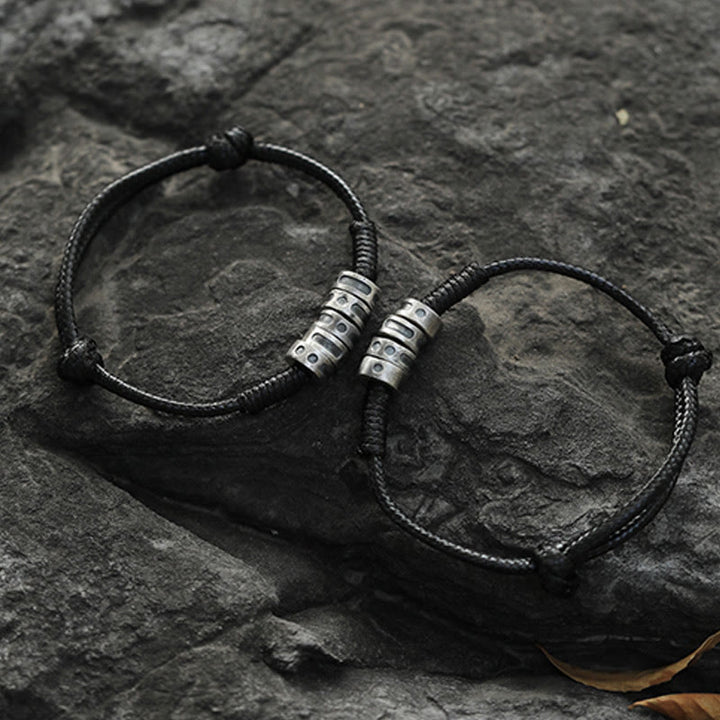 Buddha Stones 999 Sterling Zilveren Morsecode Wax Touw Armband - image 10