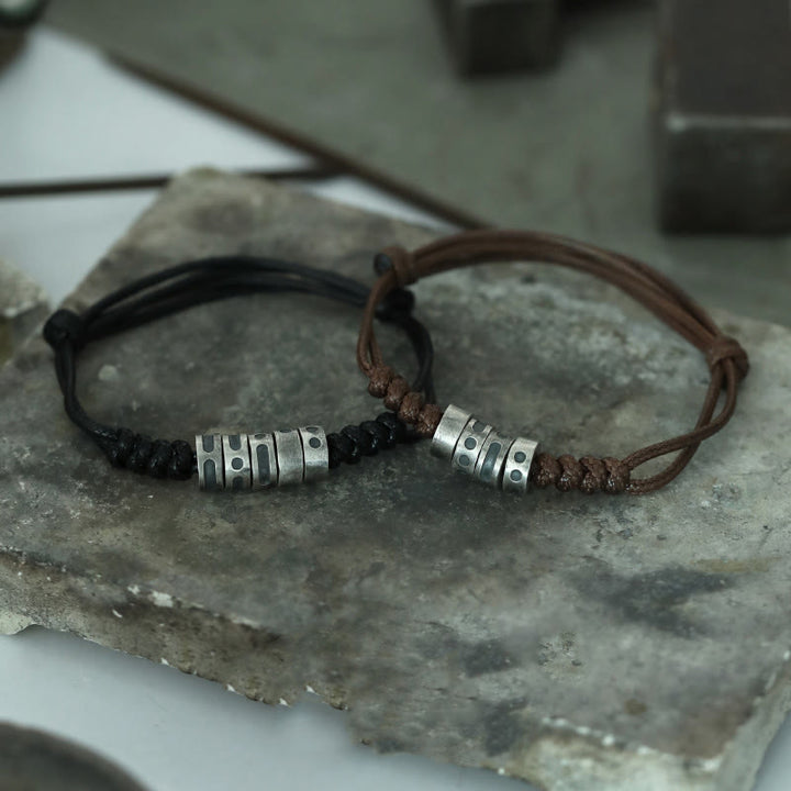 Buddha Stones 999 Sterling Zilveren Morsecode Wax Touw Armband - image 21