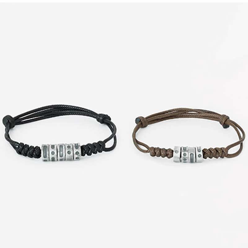 Buddha Stones 999 Sterling Zilveren Morsecode Wax Touw Armband - image 14