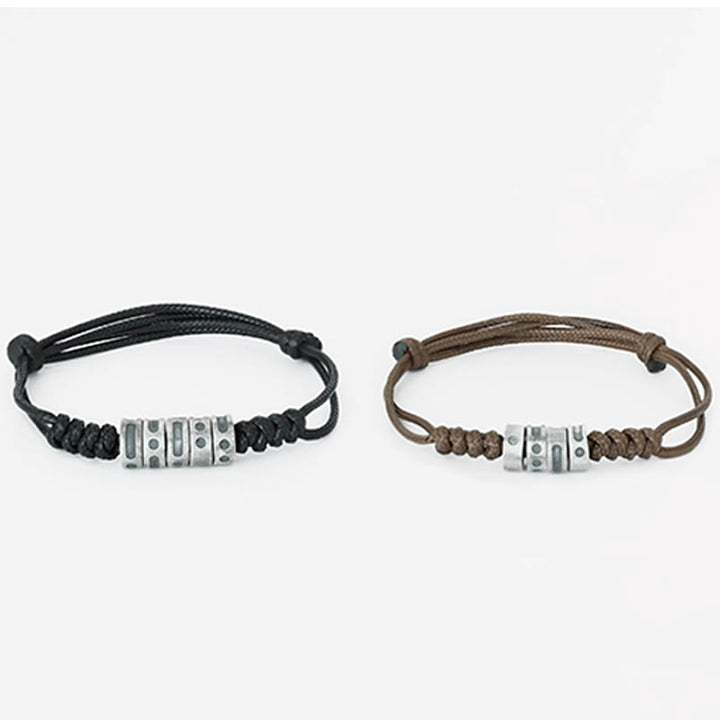 Buddha Stones 999 Sterling Zilveren Morsecode Wax Touw Armband - image 14