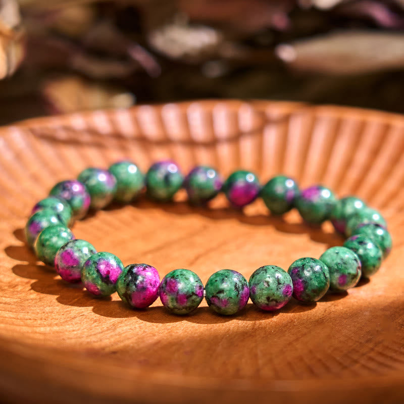 Buddha Stones Love Self Green Series Calm Balance Support Armband - Robijnzoïet (Polsomtrek: 14-16 cm) - image 10