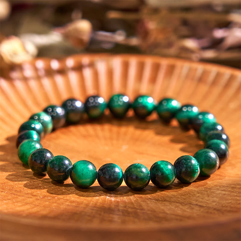 Buddha Stones Love Self Green Series Calm Balance Support Armband - Donkergroene tijgeroogsteen (Polsomtrek: 14-16 cm) - image 4