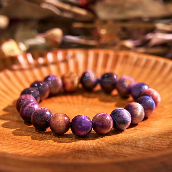 Buddha Stones Keep Calm paarse serie helende Armband - Paarse tijgeroog (Polsomtrek: 14-16 cm) - image 6