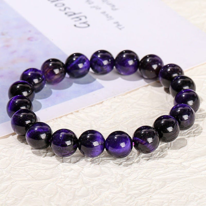 Buddha Stones Keep Calm paarse serie helende Armband - Donkerpaarse tijgeroog (Polsomtrek: 14-16 cm) - image 9