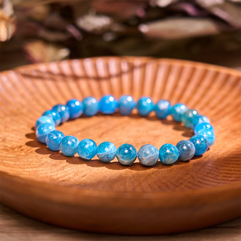 Buddha Stones Laat het verleden los - Blauwe serie, kalmte en rust Armband - Donkere apatiet (Polsomtrek: 14-16 cm) - image 23
