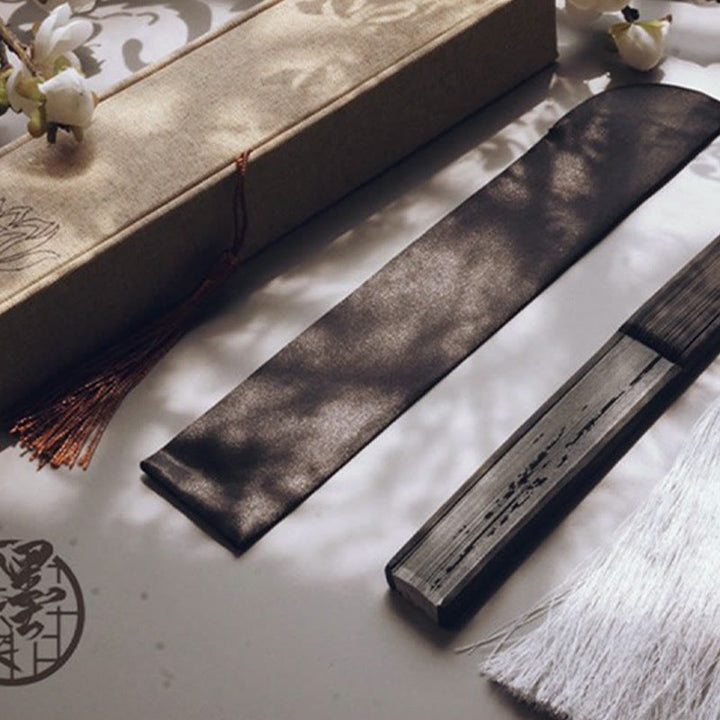 Buddha Stones Waaier van bamboe met inktprint, gemaakt van polyester en opvouwbaar bamboe. - image 11