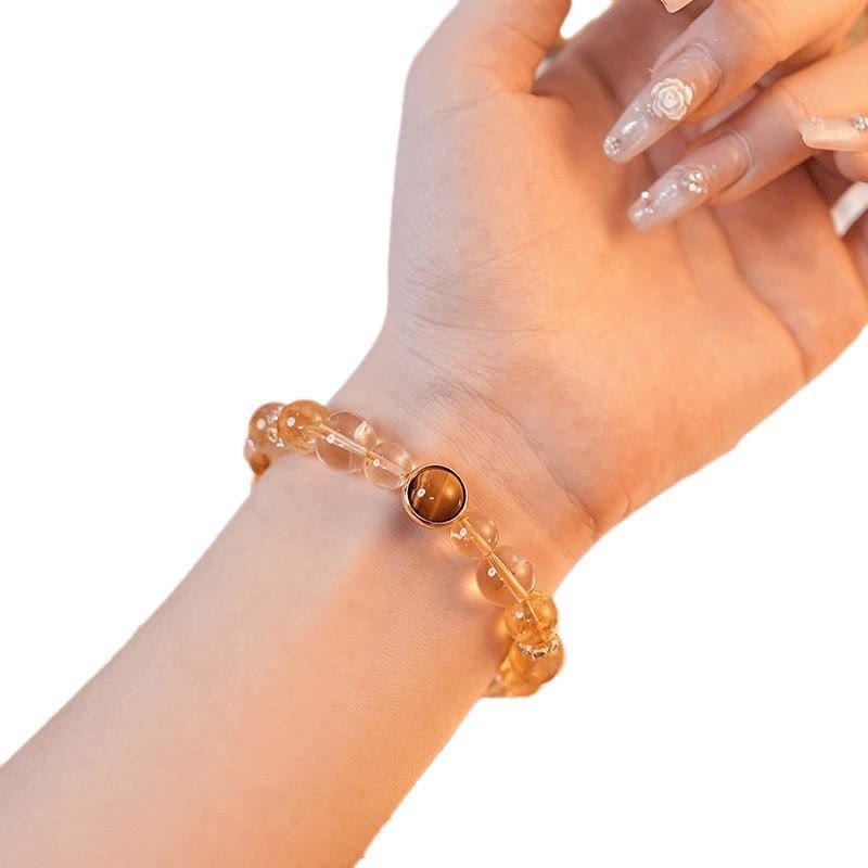 Buddha Stones Topaas Citrien Tijgeroog Zakiram Armband, Godin van de Rijkdom - image 4