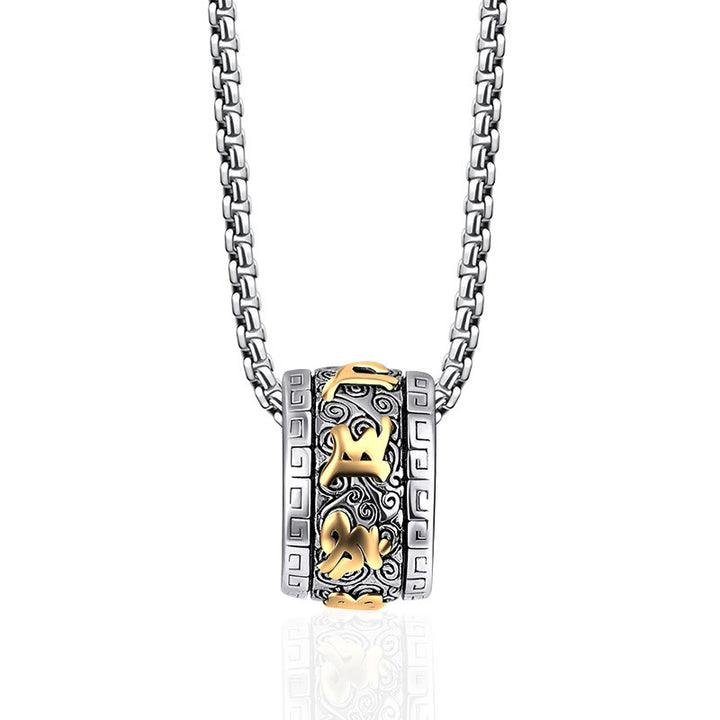 Buddha Stones Tibetaanse Om Mani Padme Hum Ketting van titaniumstaal - Gouden Om Mani Padme Hum - image 0