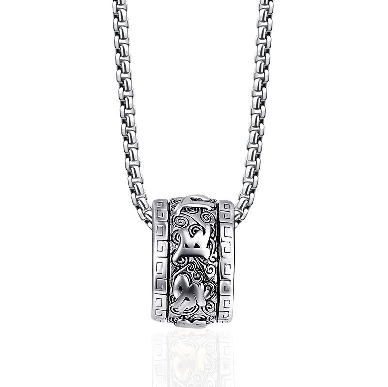 Buddha Stones Tibetaanse Om Mani Padme Hum Ketting van titaniumstaal - Silver Om Mani Padme Hum - image 7