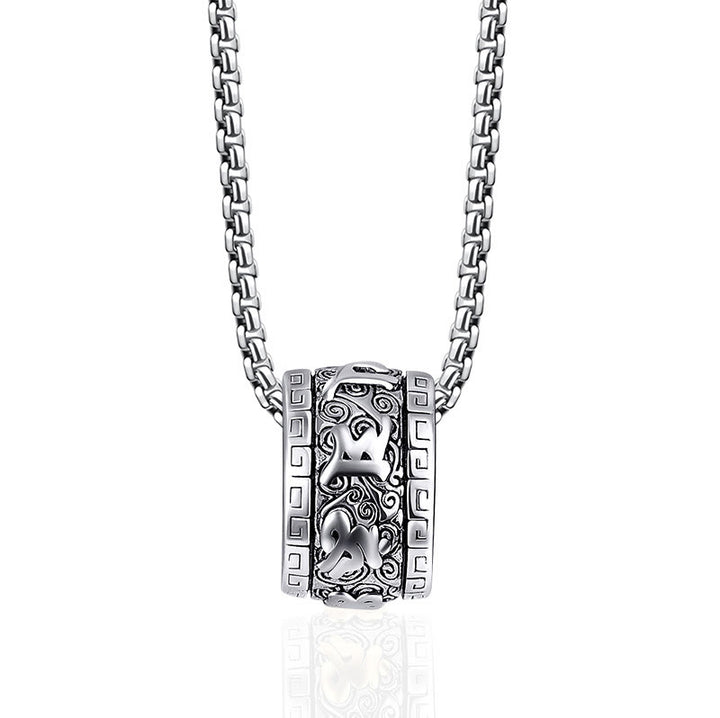 Buddha Stones Tibetaanse Om Mani Padme Hum Ketting van titaniumstaal - Silver Om Mani Padme Hum - image 7