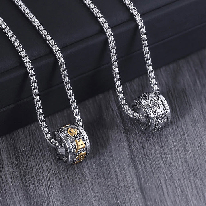 Buddha Stones Tibetaanse Om Mani Padme Hum Ketting van titaniumstaal - image 1