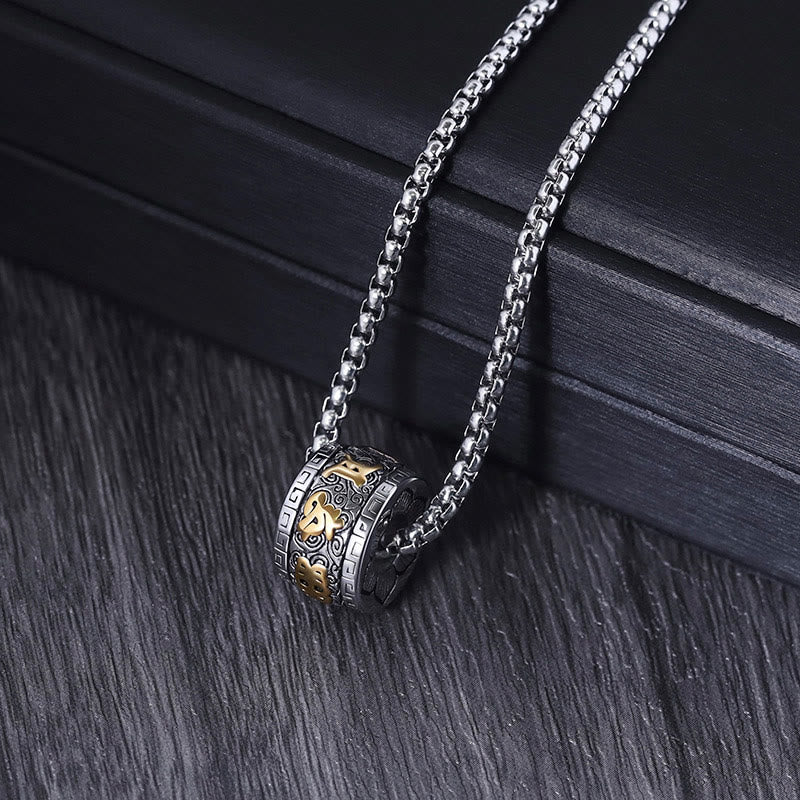 Buddha Stones Tibetaanse Om Mani Padme Hum Ketting van titaniumstaal - image 3