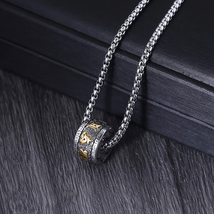 Buddha Stones Tibetaanse Om Mani Padme Hum Ketting van titaniumstaal - image 3