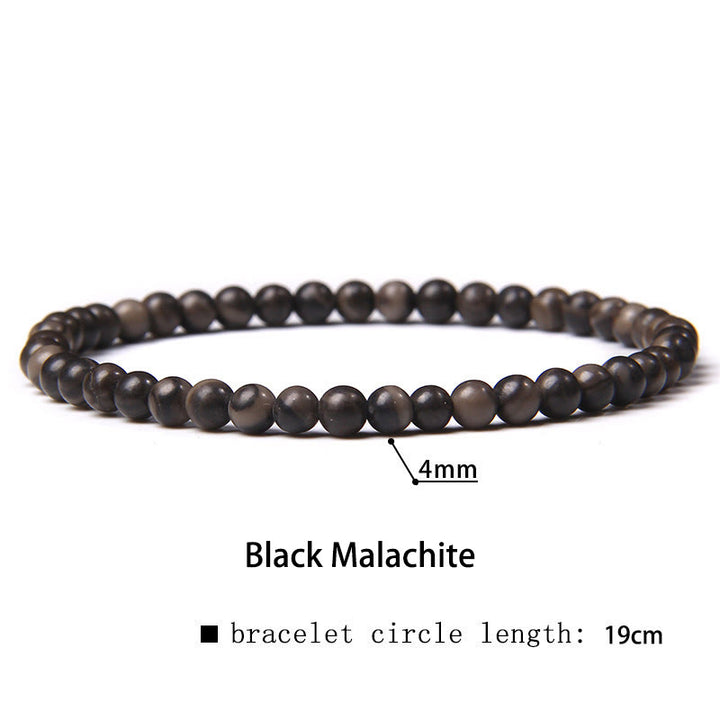 Buddha Stones 4 mm Diverse Steen Kristal Mini Kralen Genezende Armband - Zwarte malachiet - 4 mm (Polsomtrek 14-17 cm) - image 4