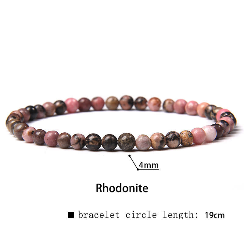 Buddha Stones 4 mm Diverse Steen Kristal Mini Kralen Genezende Armband - Rhodonite - 4 mm (Polsomtrek 14-17 cm) - image 8