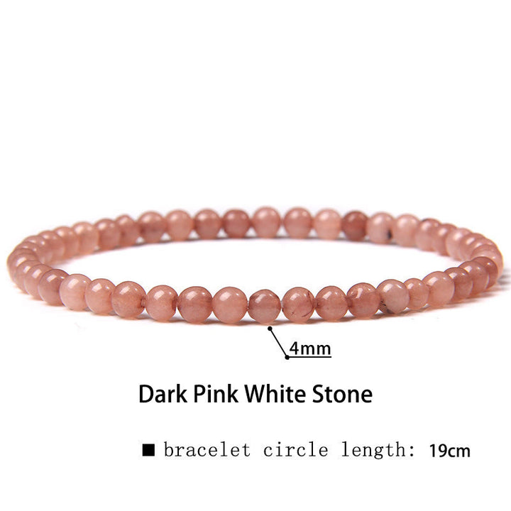 Buddha Stones 4 mm Diverse Steen Kristal Mini Kralen Genezende Armband - Donkerroze witte steen - 4 mm (Polsomtrek 14-17 cm) - image 6